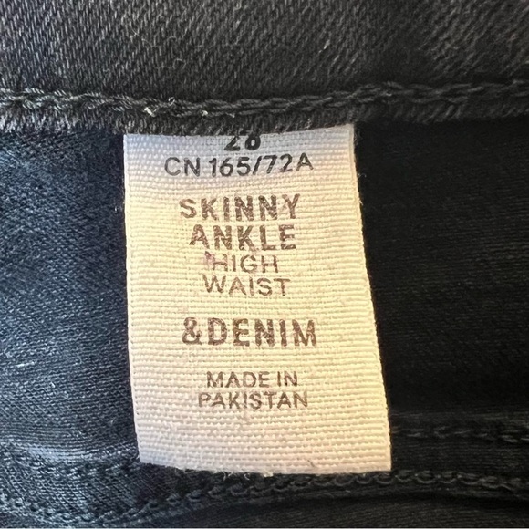 H&M Jeans Women’s Size 28 Black Denim Skinny Ankle High Waist Ripped Belt Loops - Picture 8 of 12